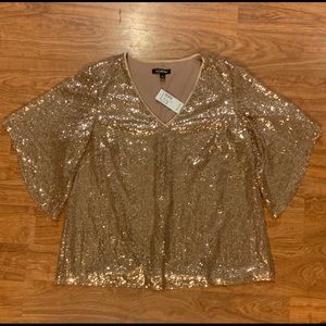 NWT- Roz&ali gold sequin top